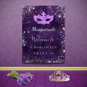 Affiche Mascarade violet pailleté de poussière d'argent Sw