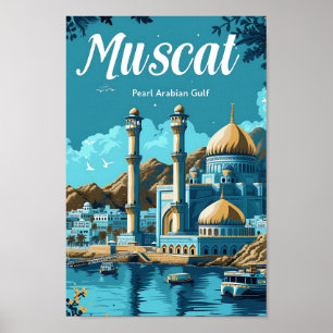Affiche Mascate Oman Illustration de voyage artistique