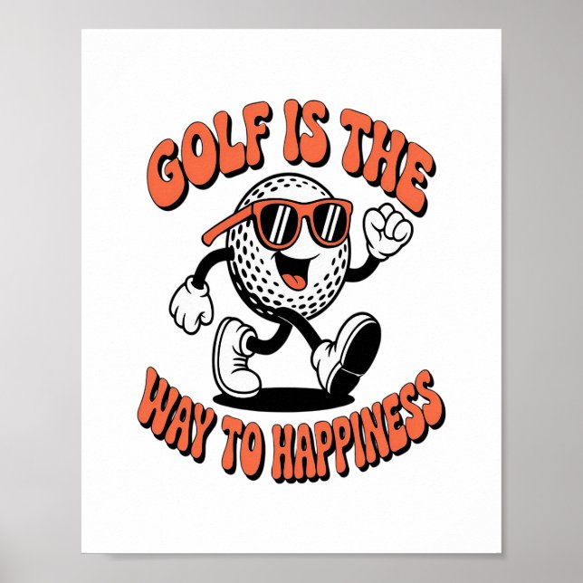 Affiche Mascotte de balle de golf joyeuse (Devant)