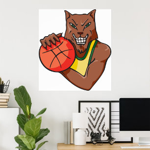 Affiche Mascotte de basket-ball sauvage Fierce