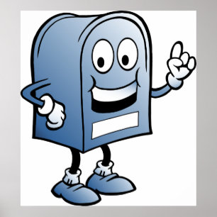 Affiche Mascotte de boîte aux lettres joyeux bleu caractèr