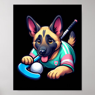Affiche Mascotte de chiot de hockey sur gazon Berger allem