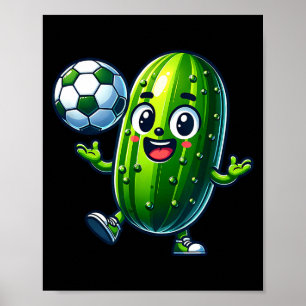 Affiche Mascotte de cornichon de soccer mignon dessin anim
