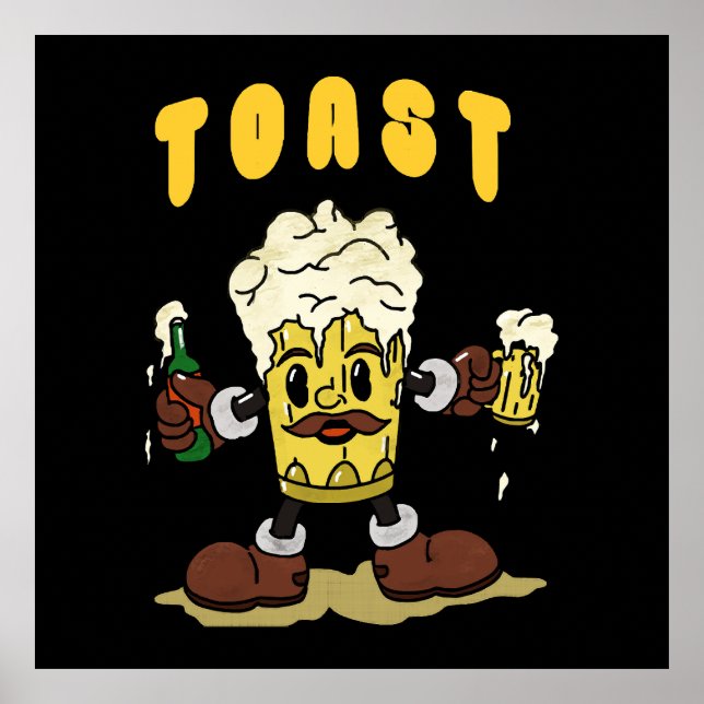 Affiche Mascotte de toast à la bière (Devant)