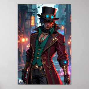 Affiche Masked Steampunk Gentleman – Charisma and Shadows