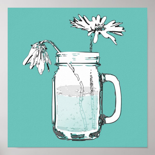 Affiche mason jar daisies (Devant)