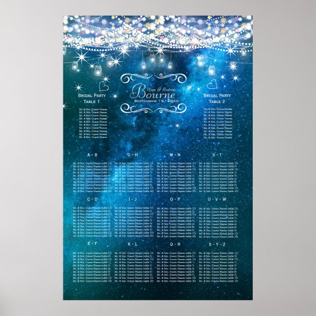 Affiche Mason Jar Under the Stars Mariage Seating Chart (Devant)