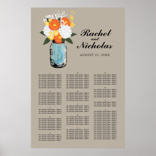 Affiche Mason Jar White Daisies 24 x 36 Seating Chart