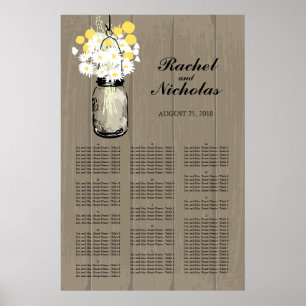 Affiche Mason Jar White Daisies 24 x 36 Seating Chart