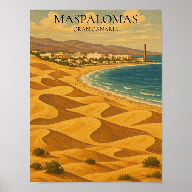Affiche Maspalomas Vintage voyage, Dunes de Gran Canaria (Devant)