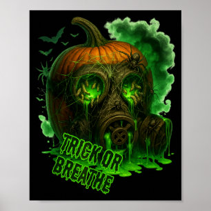 Affiche Masque à gaz de citrouille toxique d'Halloween eff