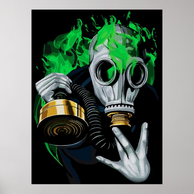 Affiche Masque à gaz toxique : Flammes néon (Devant)