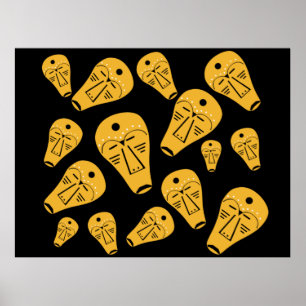 Affiche Masque abstrait autochtone authentique