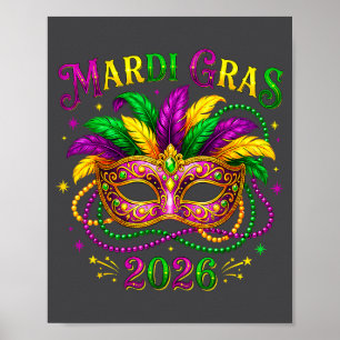 Affiche Masque de bouffon Mardi Gras Carnaval La Nouvelle-