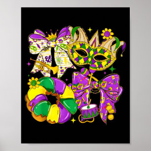 Affiche Masque de bouffon Mardi Gras chic avec arc King Ca