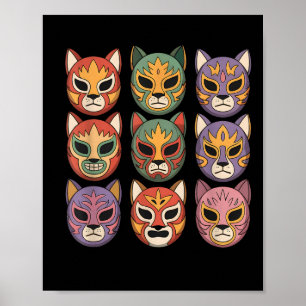 Affiche Masque de chat de Lucha Libre drôle Masque de Gato