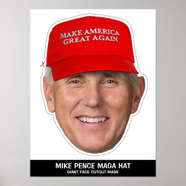 AFFICHE MASQUE DE COUPE CASQUETTE MIKE PENCE MAGA (Devant)