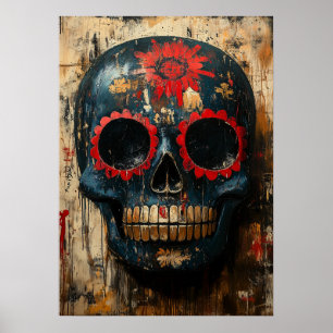 Affiche Masque de crâne du Jour des Morts – Culture mexica