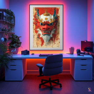Affiche Masque de dragon gardien – Rituel tibétain et chin