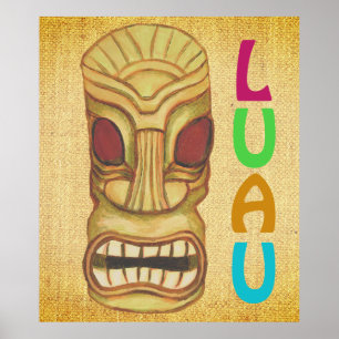 Affiche Masque de fête Tiki Luau hawaïen