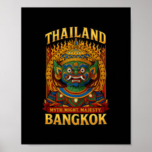 Affiche Masque de feu démoniaque thaïlandais mythique Ngko