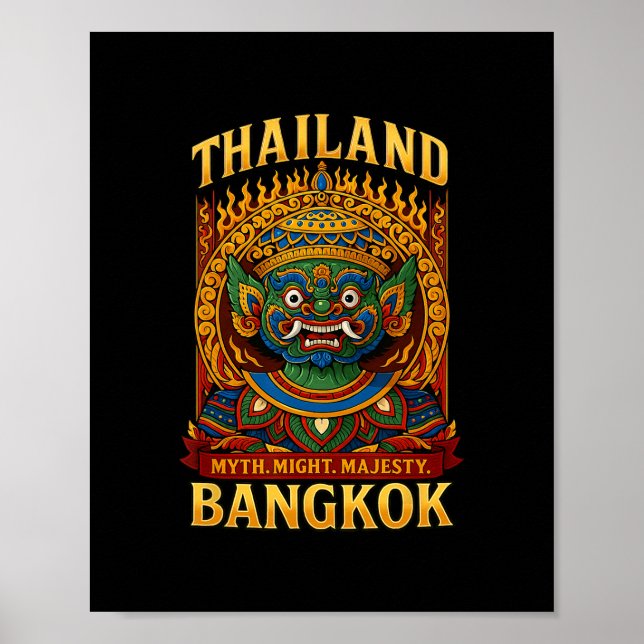 Affiche Masque de feu démoniaque thaïlandais mythique Ngko (Devant)