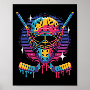 Affiche Masque de gardien de hockey dégoulinant de peintur