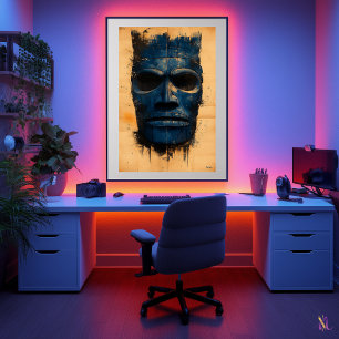 Affiche Masque de Gardien Tiki – Symbole Spirituel Polynés