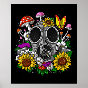 Affiche Masque de gaz de fleurs