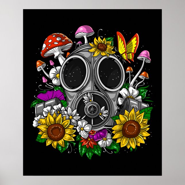 Affiche Masque de gaz de fleurs (Devant)