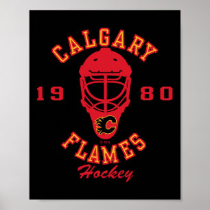 Affiche Masque de hockey des Flames de Calgary Blanc Offic