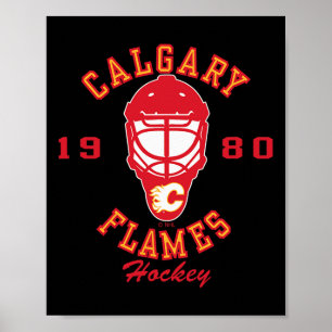 Affiche Masque de hockey des Flames de Calgary Noir Sous l