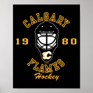 Affiche Masque de hockey des Flames de Calgary Rouge Sous