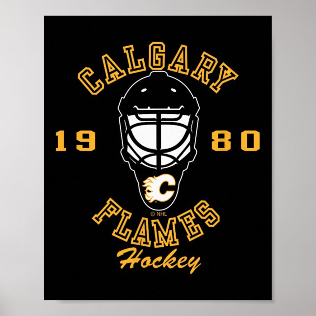 Affiche Masque de hockey des Flames de Calgary Rouge Sous  (Devant)