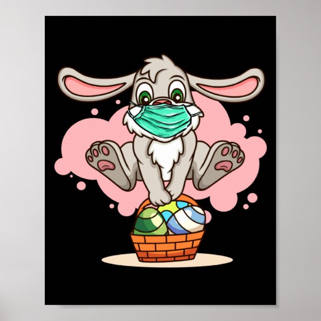 Affiche Masque de lapin avec panier d'œufs de Pâques pour  (Devant)