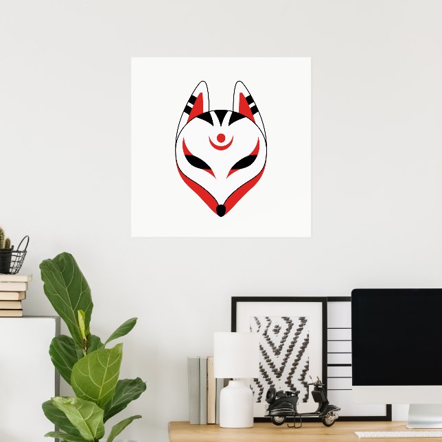 Affiche Masque de renard Kitsune japonais (Bureau à domicile)