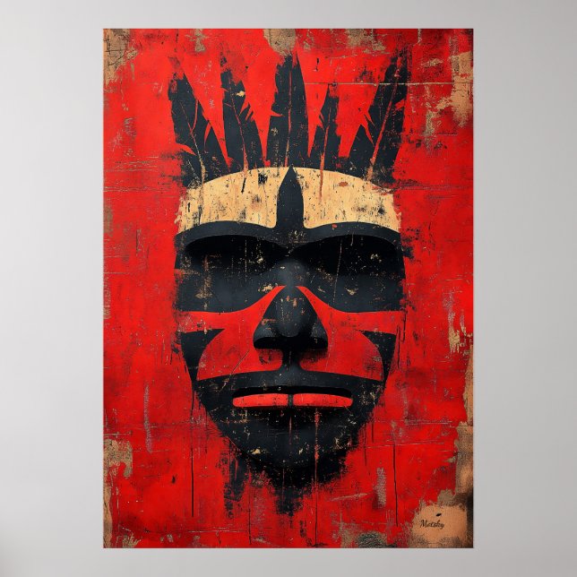Affiche Masque d'Esprit Guerrier – Puissance Tribale Indig (Devant)