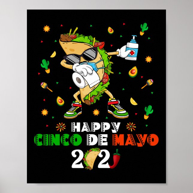 Affiche Masque facial Dabbing Taco Cinco De Mayo 2021 Quar (Devant)