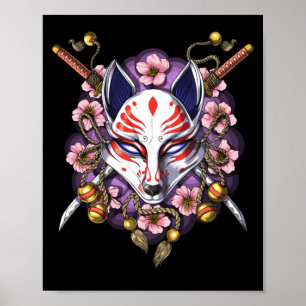 Affiche Masque japonais Kitsune