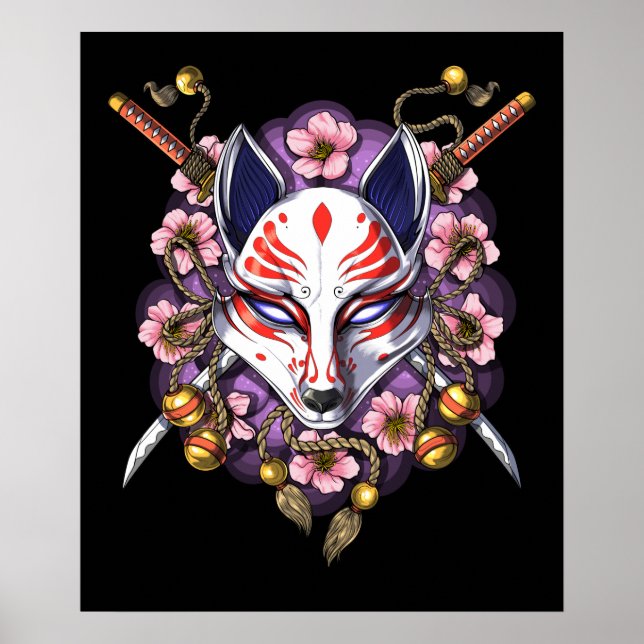 Affiche Masque japonais Kitsune (Devant)