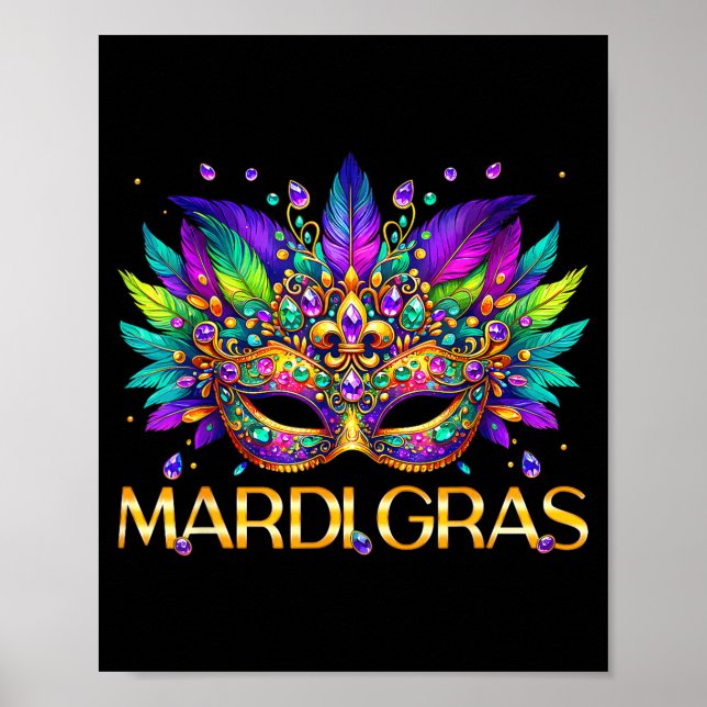 Affiche Masque Mardi Gras Perles Carnaval Femmes Fille Enf (Devant)