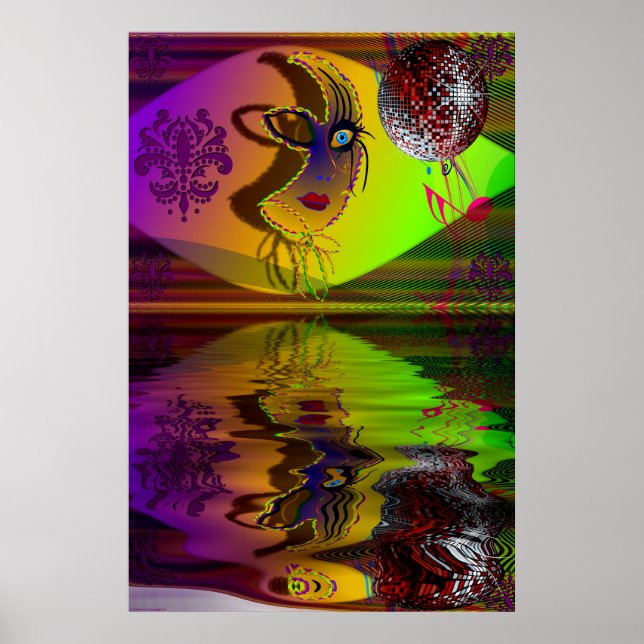 Affiche Masque Mardi Gras Trompe l'oeil-V-2 R (Devant)