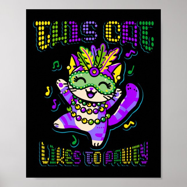 Affiche Masque Mardi Vêtements Costumes Mardi Gras Chat (Devant)