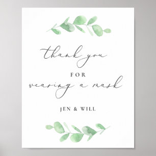 Affiche Masque portant Mariage Eucalyptus Branche