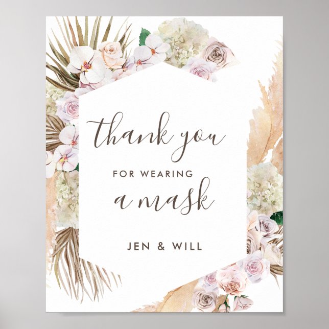 Affiche Masque portant Mariage Pampas Gris Signal (Devant)