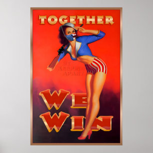 Affiche Masque sur le thème du drapeau américain Ensemble 