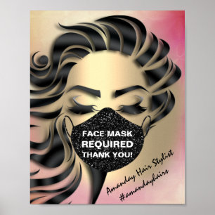 Affiche Masque Visage Couverture De L'Or Du Rose Vide Requ