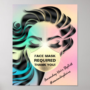 Affiche Masque Visage Couverture Requise Covid Holographiq