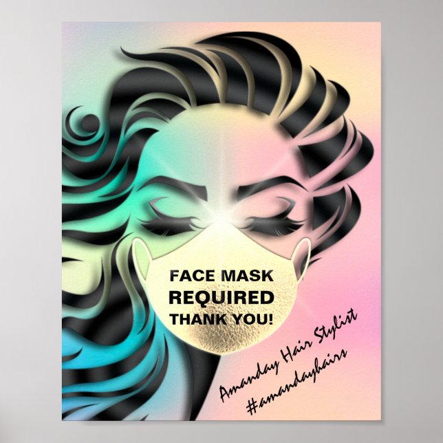Affiche Masque Visage Couverture Requise Covid Holographiq (Devant)