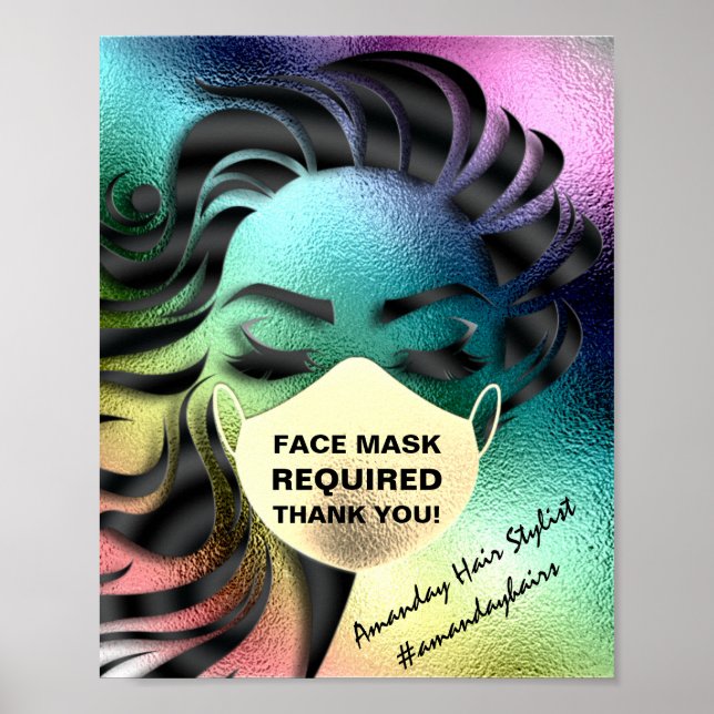 Affiche Masque Visage Couverture Requise Covid Rainbow VIP (Devant)
